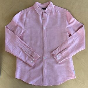 Perry Ellis Light Pink Casual Collared Button-Down Shirt